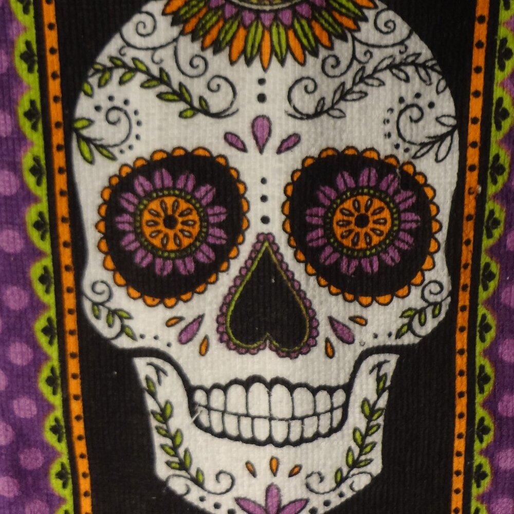 Happy Halloween Day of the Dead Sugar Skull Kitchen Towel